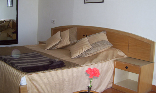 A neatly laid homestay bedroom