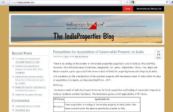 Indiaproperties blog