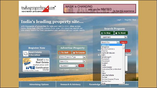 Indiaproperties.com homepage Indiaproperties.com homepage