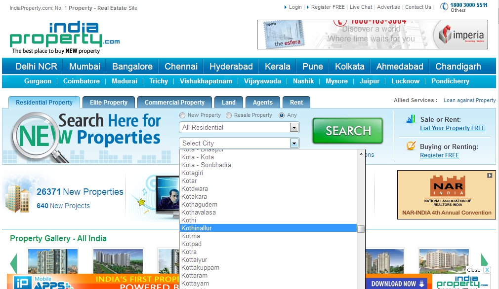 Indiaproperty search option