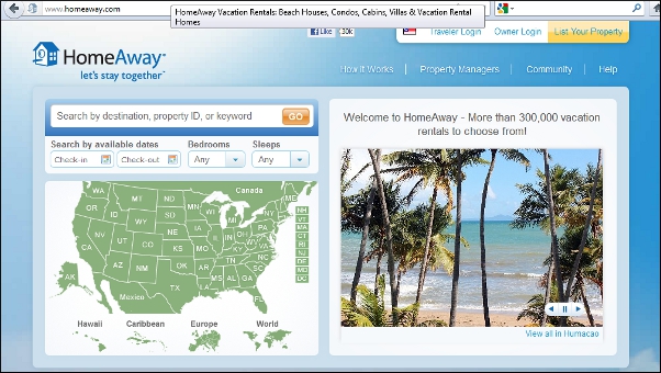 HomeAway.com homepage HomeAway.com homepage