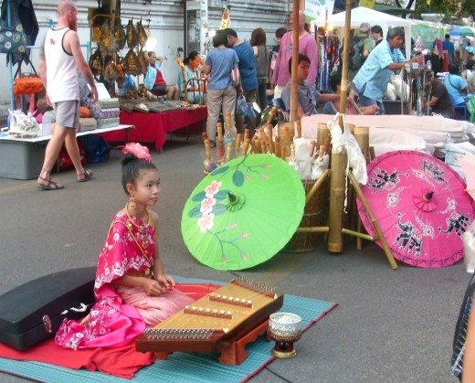 Chiang Mai Sunday walking street market musician