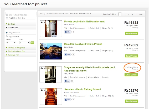TripVillas search results TripVillas search results