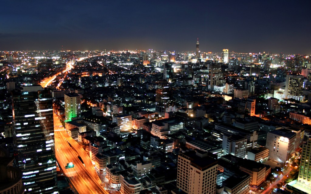 The city of Bangkok at night