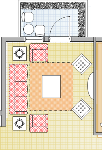 Space Planning for a 3+1+1 sofa set
