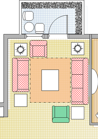 Space Planning for a 3+2+1 sofa set