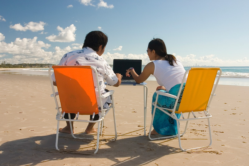 Working at the beach